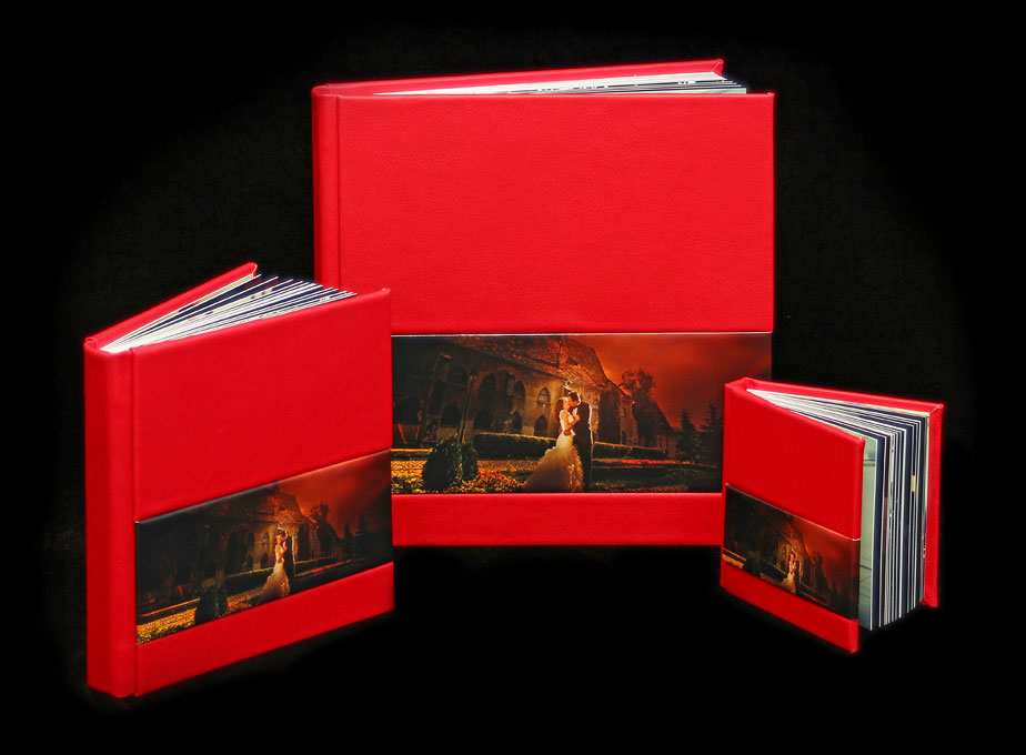 Album 30x30cm + 20x20cm + 13x13cm - Coperta piele ecologica rosie si fotografie - 450 lei 